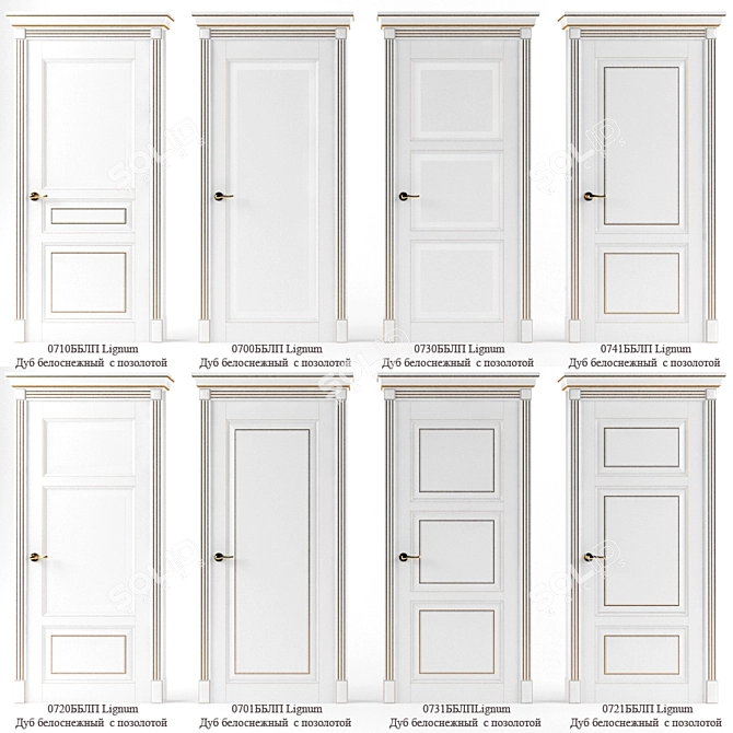 Lignum: Elegant White Wood Door 3D model image 2