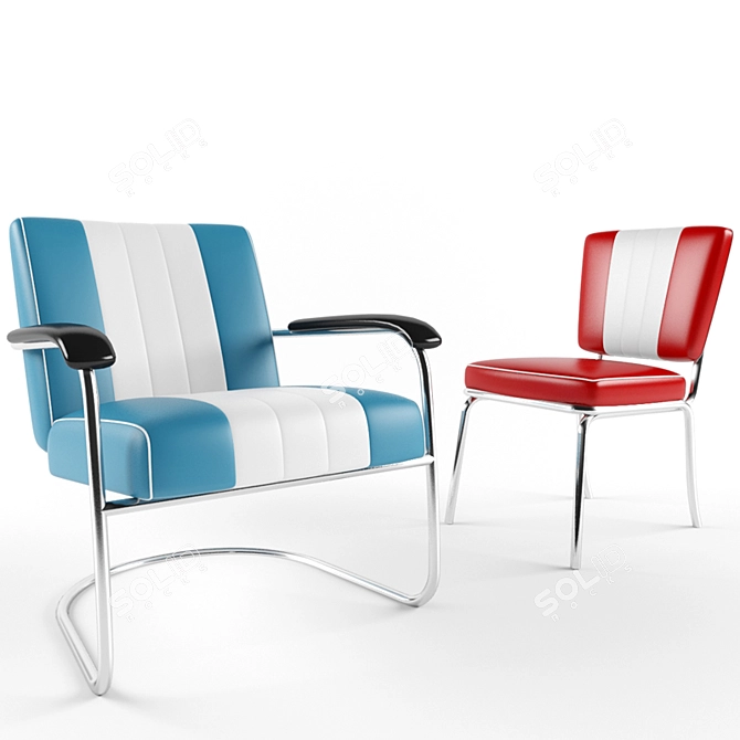 Retro American Diner Chair 3D model image 1