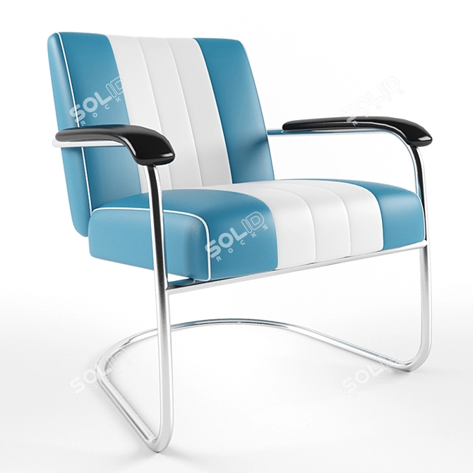 Retro American Diner Chair 3D model image 2