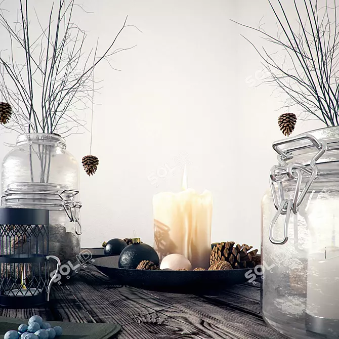 Elegant Jar & Candle Set 3D model image 2