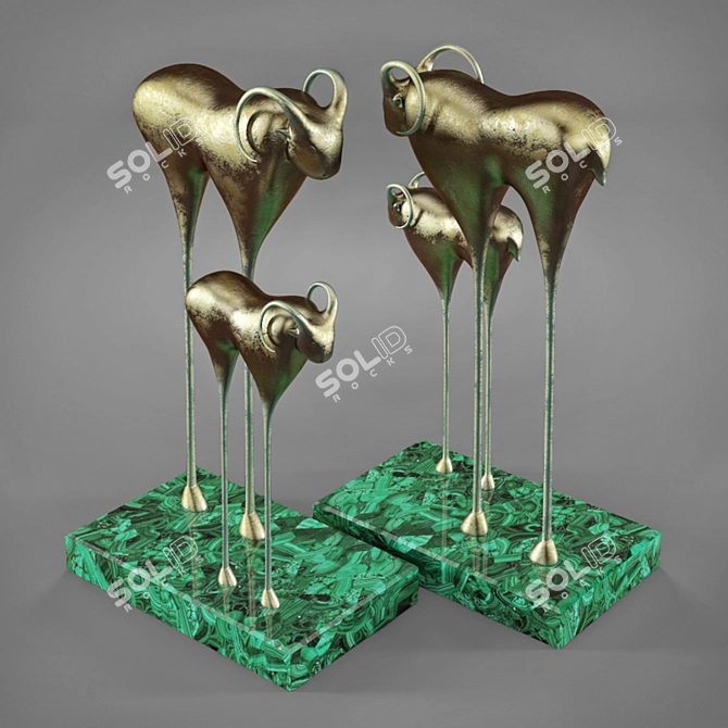 Rustic Metal Buffalo Sculpture 3D model image 2