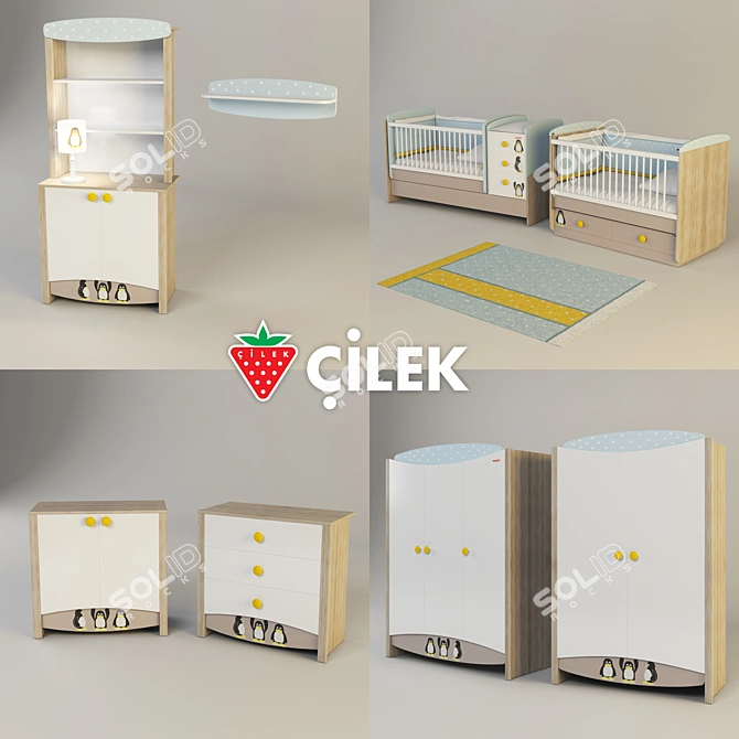 Cilek Blue Peny Children's Furniture Set 3D model image 1