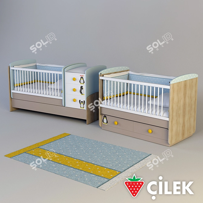 Cilek Blue Peny Children's Furniture Set 3D model image 3