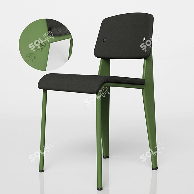 Raw Charm: Prouvé SR Chair 3D model image 3