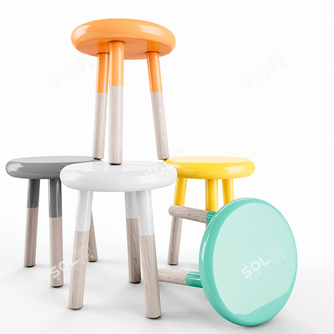 Stylish Malmo Stool by Mint 3D model image 1