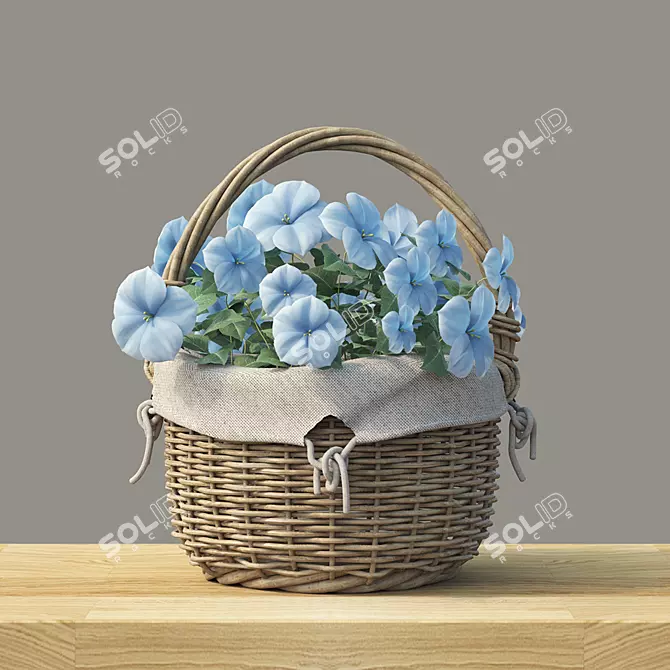 Yellow and Blue Floral Basket 3D model image 1