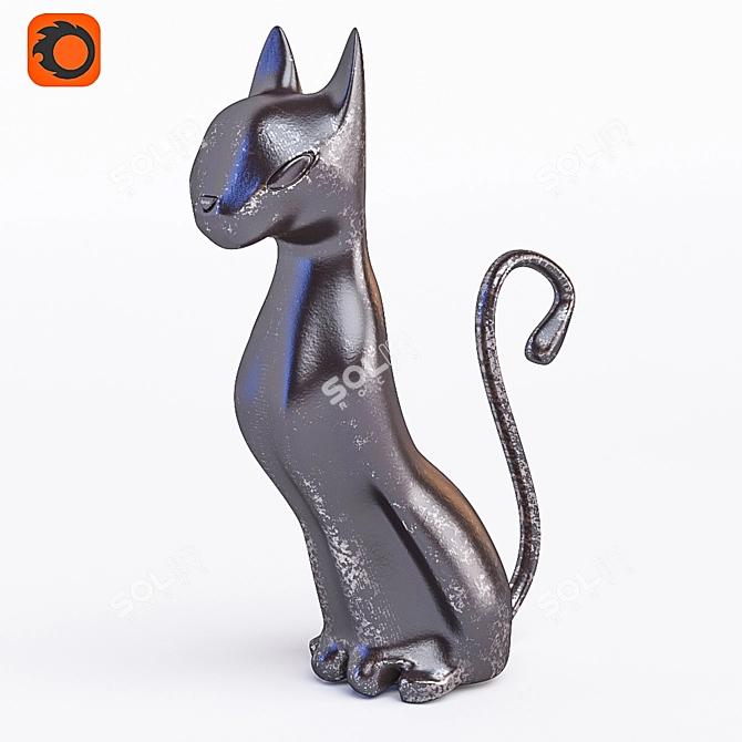 Graceful Cat Statuette 3D model image 1