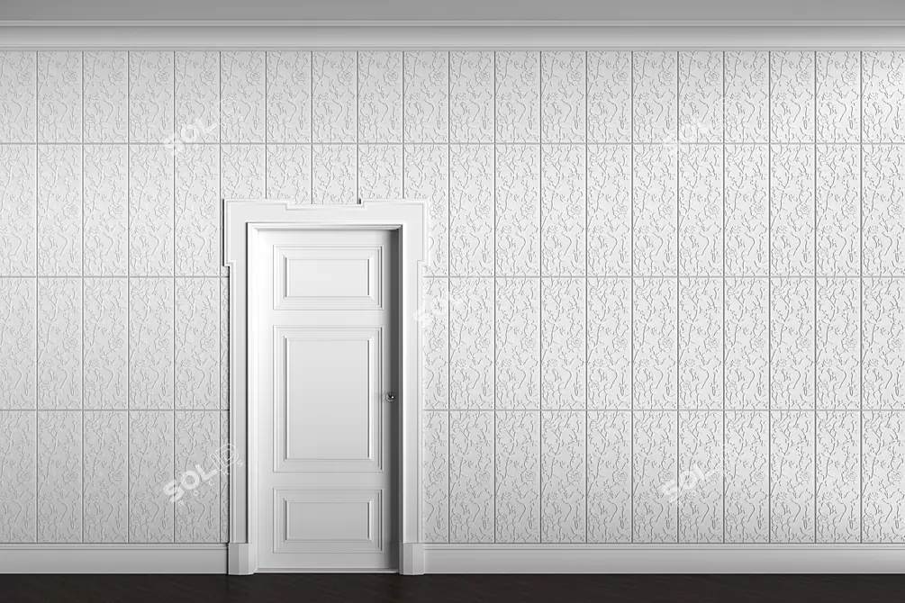 Flora 3D Panel - Beautifully Handcrafted Gypsum Wall Décor 3D model image 2