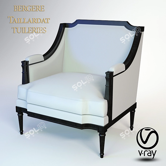 French Tuileries Armchair - Classic Elegance 3D model image 1