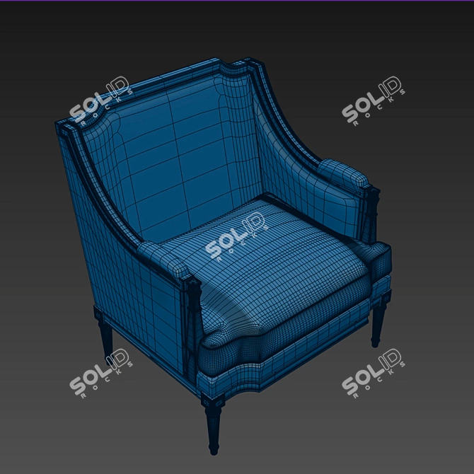 French Tuileries Armchair - Classic Elegance 3D model image 2