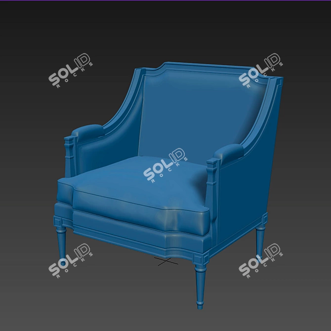 French Tuileries Armchair - Classic Elegance 3D model image 3