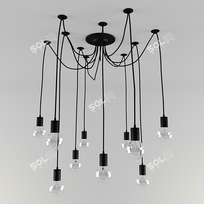 Industrial Loft Edison Chandelier 3D model image 1