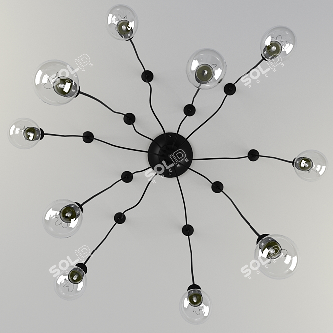 Industrial Loft Edison Chandelier 3D model image 2