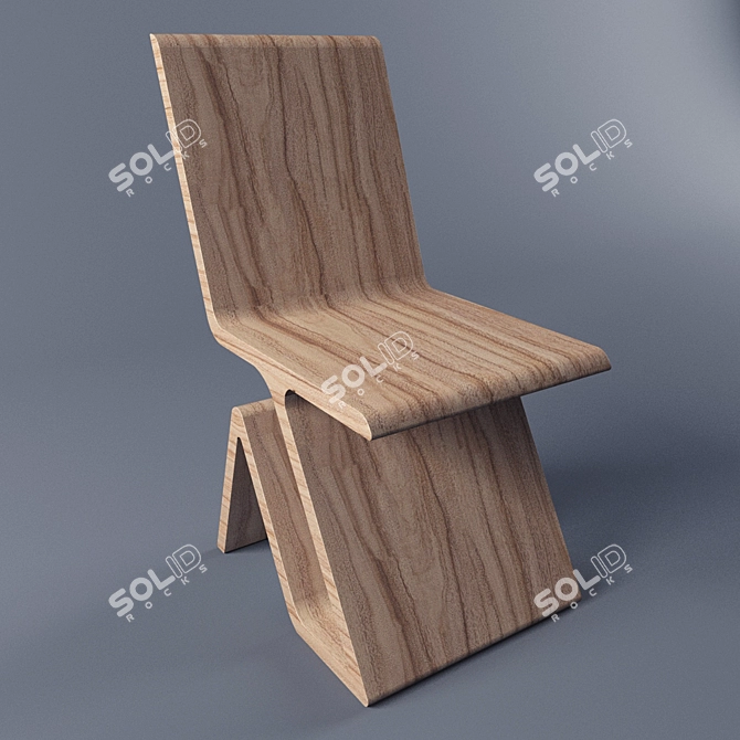 Modern Wooden Chair 3D model image 1