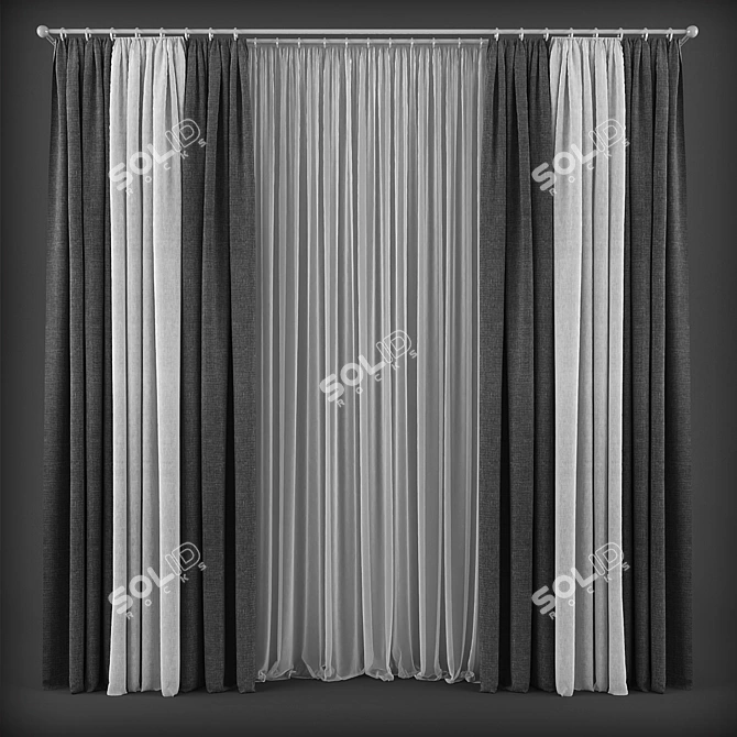 Modern Style Curtains 3D model image 1