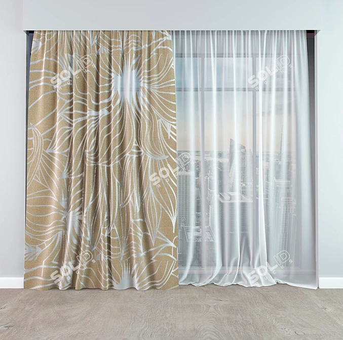 Elegant Drapes - MaxVray+obj+Textur 3D model image 1