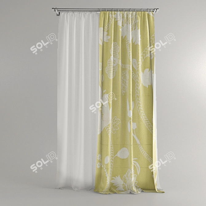 Straight Curtain - Elegant Home Décor 3D model image 1