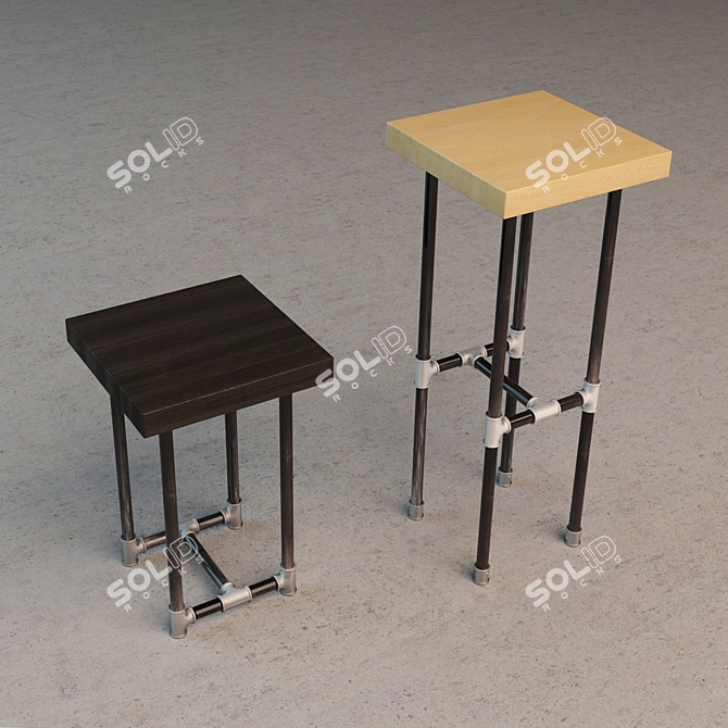 Industrial-style Stool: Functional & Stylish 3D model image 1