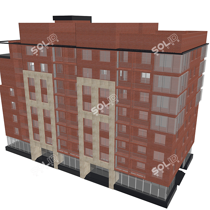 Modern Multi-storey Residential Building 3D model image 2