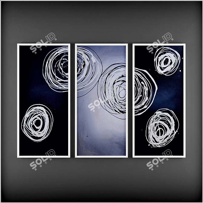 Monochrome Abstract Art Collection 3D model image 2