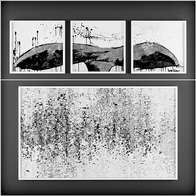 Monochrome Abstract Art Collection 3D model image 3