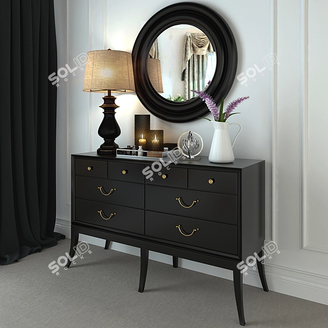 Elegance in Storage: Decorative Chest of Drawers 3D model image 2