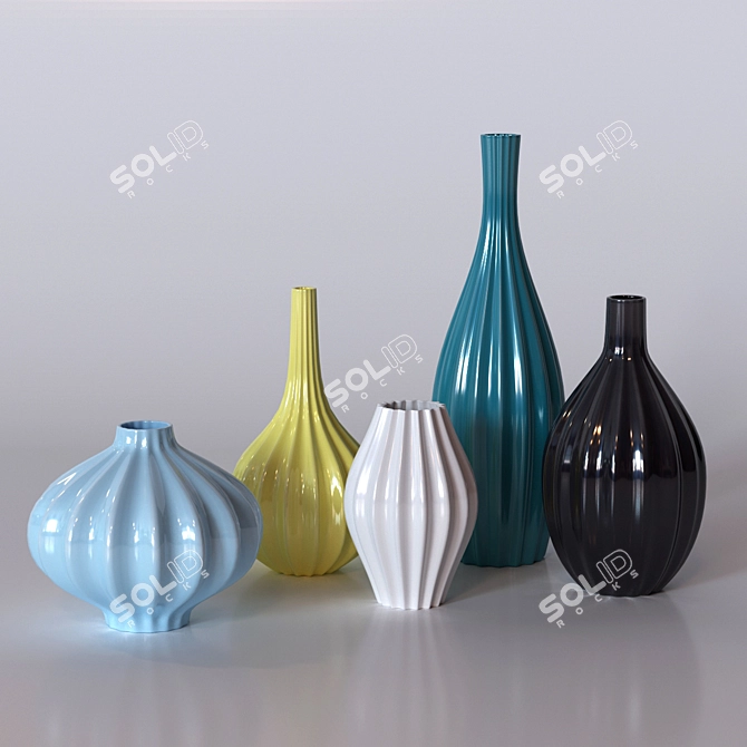 Elegant Ceramic Vase Set 3D model image 1