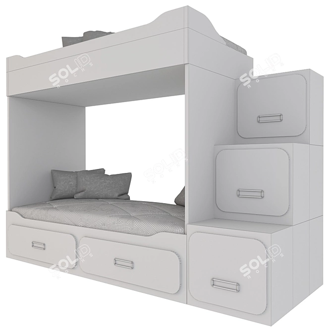 2-tier Kids Bunk Bed 3D model image 3