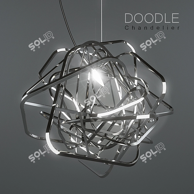 Dynamic Doodle Chandelier 3D model image 1