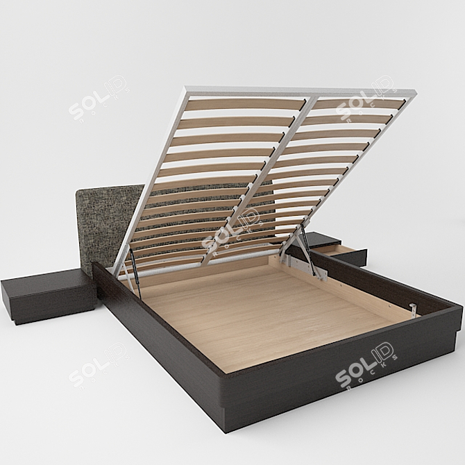 Versatile Bed & Nightstand Combo 3D model image 1