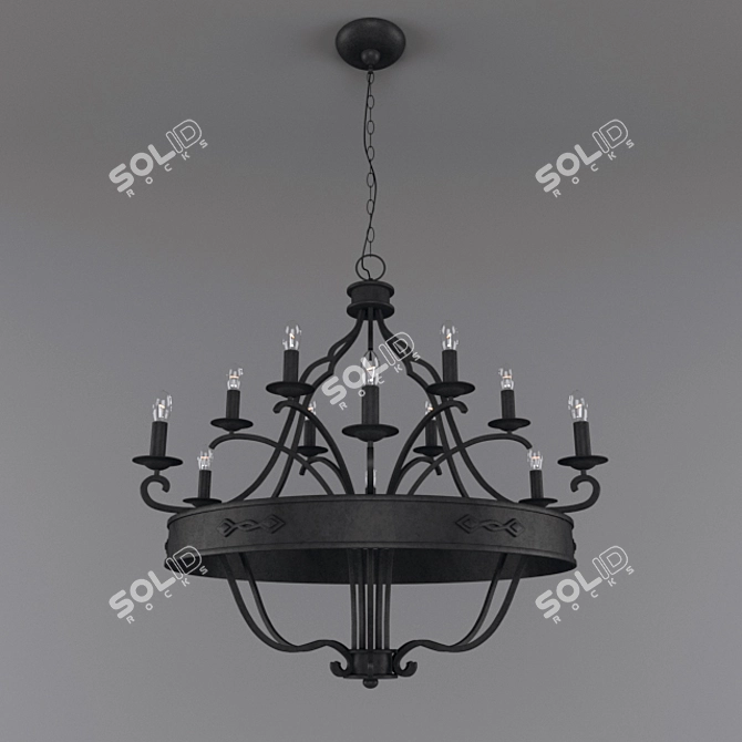 Title: Elegant Wrought Iron Chandelier 3D model image 1