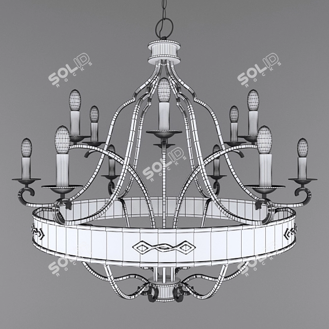 Title: Elegant Wrought Iron Chandelier 3D model image 3