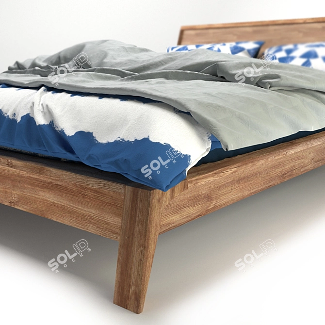Teak King Bed: Stylish and Quality 3D model image 2