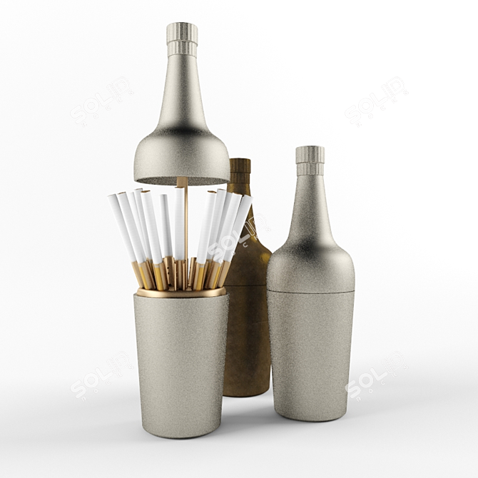 Sleek Metal Cigarette Case 3D model image 2