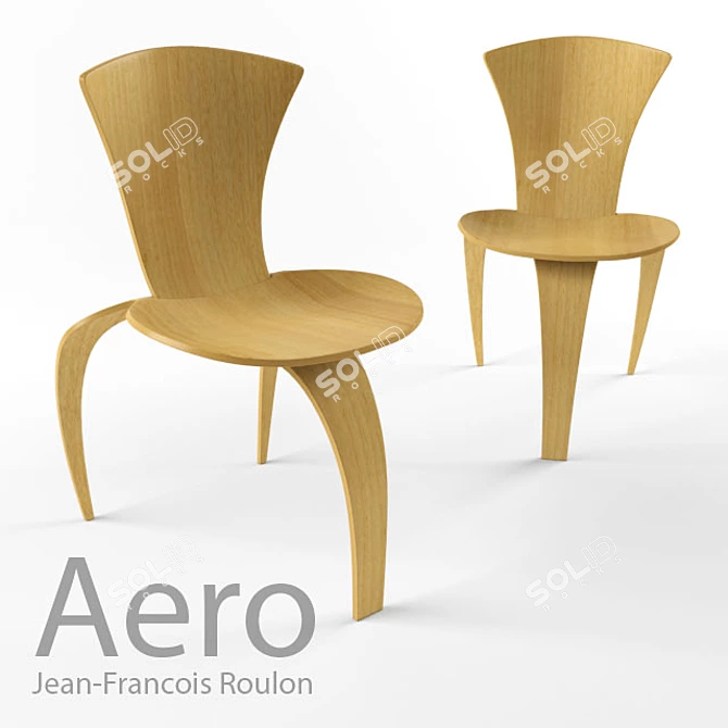 Title: AERO Elegant Wooden Chair 3D model image 1