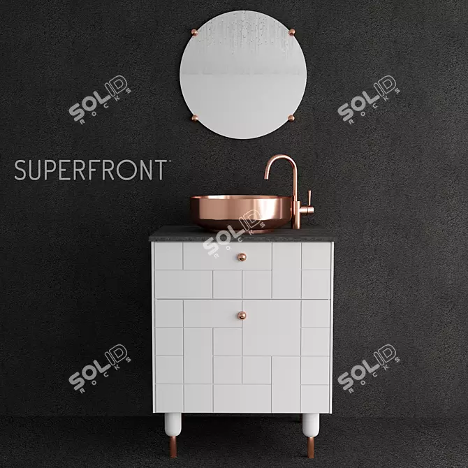 Superfront BLOCKS Copper Wash Basin 3D model image 1