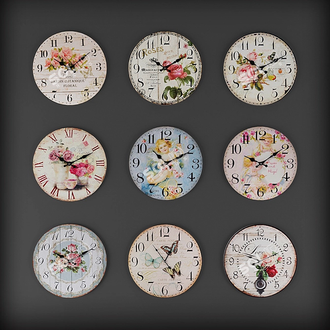 Stylish Wall Clock Collection 3D model image 1