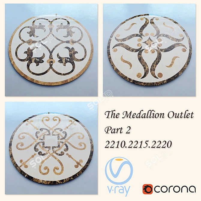 Elegant Medallion Collection - 9 Stylized Designs 3D model image 1