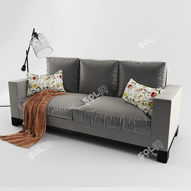 Sleek Suede Sofa Set 3D model image 1