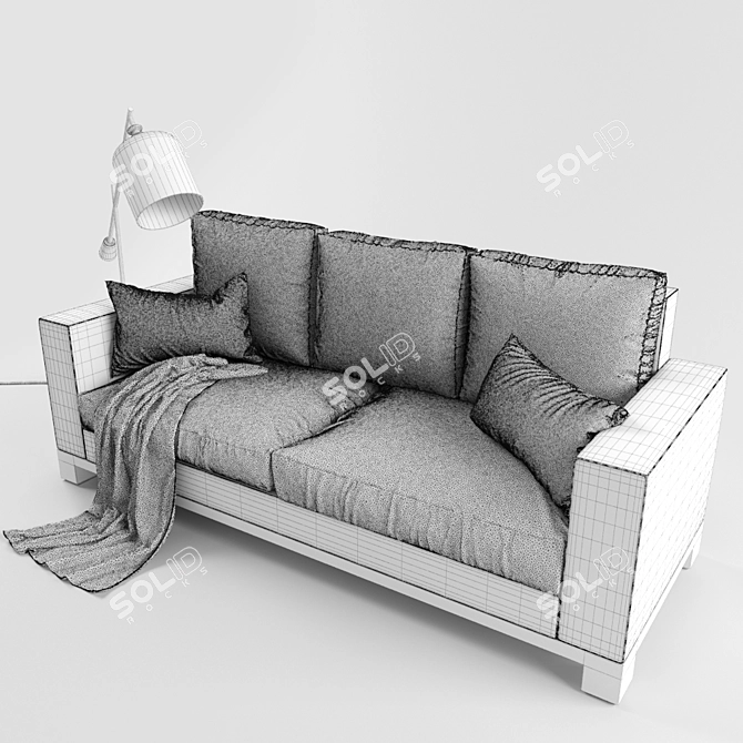 Sleek Suede Sofa Set 3D model image 3