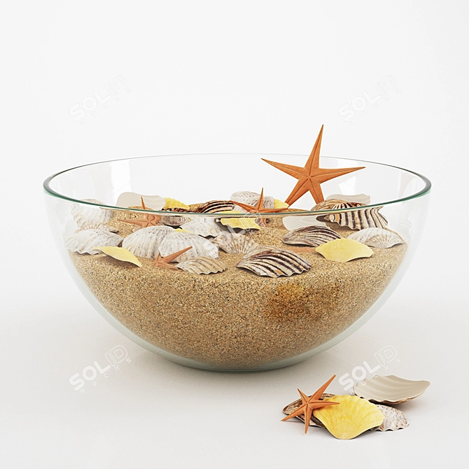 Ocean Treasures: Seashells in a Vase 3D model image 1