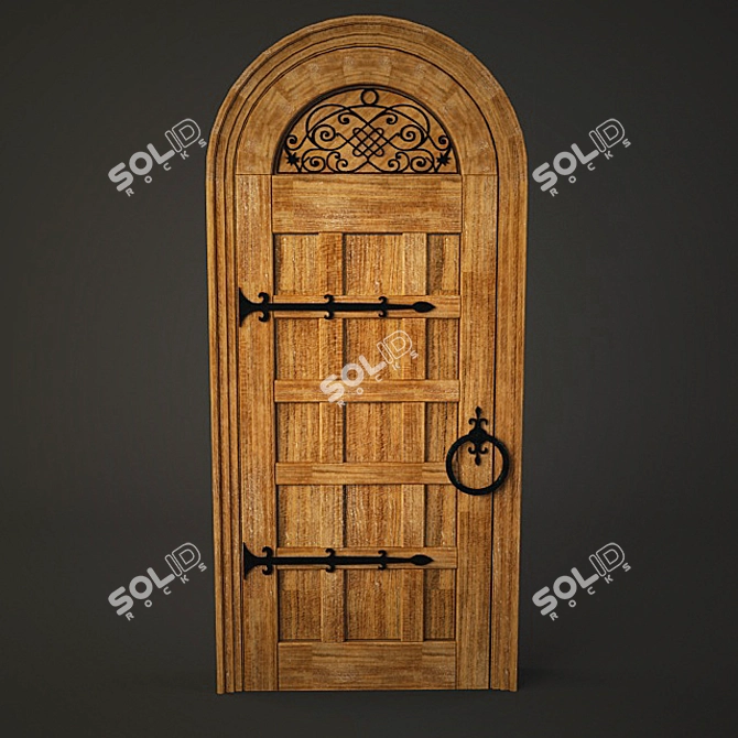 Elegant Arched Wine Room Door 3D model image 1