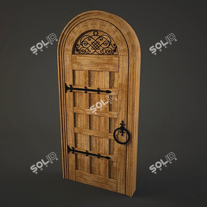 Elegant Arched Wine Room Door 3D model image 2