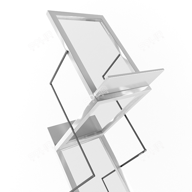 Modern Metal & Glass Brochure Holder 3D model image 2
