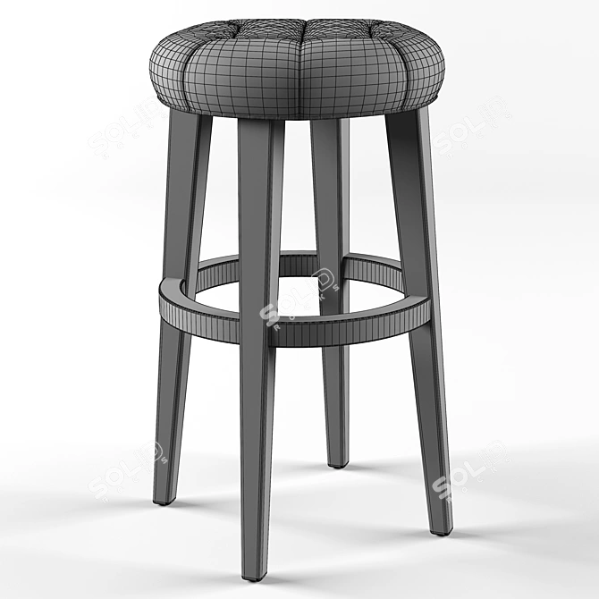 Sleek Leather Round Barstool 3D model image 2