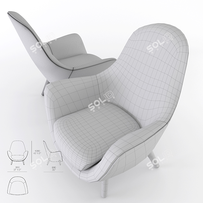 Luxurious Mad King Armchair 3D model image 3