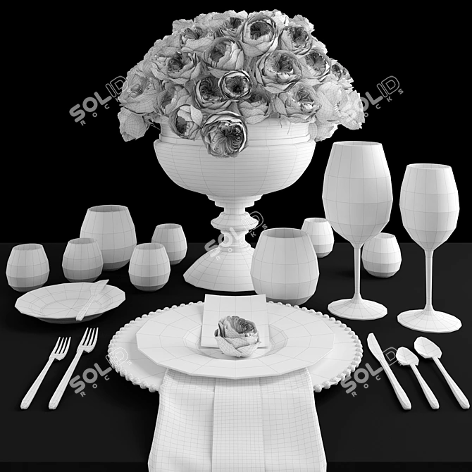 Elegant Rose Table Décor 3D model image 3