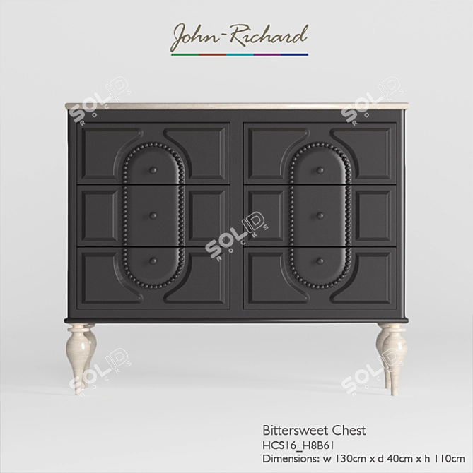 Elegant Carved Dresser with Contrasting Top and Legs - John Richard 3D model image 2