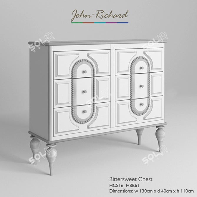 Elegant Carved Dresser with Contrasting Top and Legs - John Richard 3D model image 3