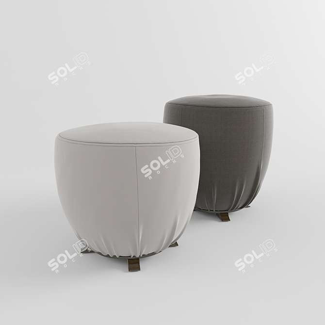 Luxurious Velvet Pouf with Giorgetti Topaz Design 3D model image 1